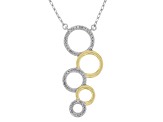 White Diamond Rhodium And 14k Yellow Gold Over Sterling Silver Multi-Circle Necklace 0.10ctw