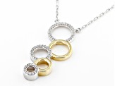 White Diamond Rhodium And 14k Yellow Gold Over Sterling Silver Multi-Circle Necklace 0.10ctw
