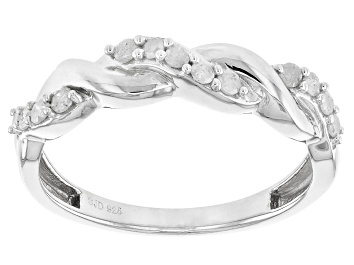 Picture of White Diamond Rhodium Over Sterling Silver Crossover Band Ring 0.25ctw