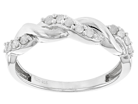 White Diamond Rhodium Over Sterling Silver Crossover Band Ring 0.25ctw