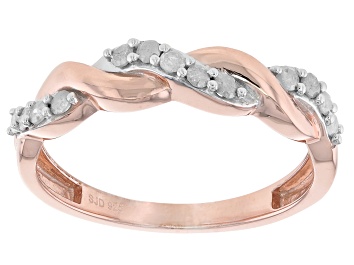 Picture of White Diamond 14k Rose Gold Over Sterling Silver Crossover Band Ring 0.25ctw