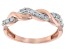 White Diamond 14k Rose Gold Over Sterling Silver Crossover Band Ring 0.25ctw