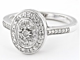 White Diamond Rhodium Over Sterling Silver Cluster Halo Ring 0.10ctw