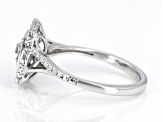 White Diamond Rhodium Over Sterling Silver Cluster Halo Ring 0.10ctw