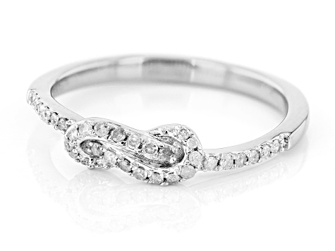 White Diamond Rhodium Over Sterling Silver Knot Ring 0.17ctw