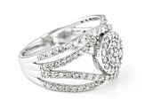 White Diamond Rhodium Over Sterling Silver Crossover Ring 1.00ctw