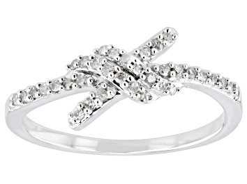 Picture of White Diamond Rhodium Over Sterling Silver Knot Ring 0.17ctw