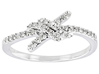 White Diamond Rhodium Over Sterling Silver Knot Ring 0.17ctw