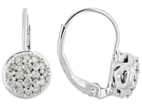 White Diamond Rhodium Over Sterling Silver Cluster Drop Earrings 0.25ctw