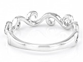 White Diamond Rhodium Over Sterling Silver Wave Band Ring 0.17ctw
