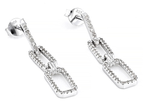 White Diamond Rhodium Over Sterling Silver Drop Earrings 0.25ctw