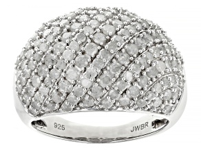 White Diamond Rhodium Over Sterling Silver Dome Ring 2.00ctw