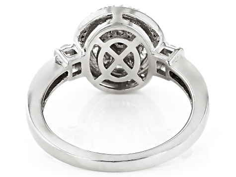 White Diamond Rhodium Over Sterling Silver Cluster Ring 0.50