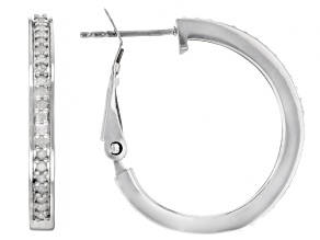 White Diamond Rhodium Over Sterling Silver Hoop Earrings 0.45ctw