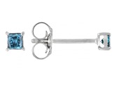 Blue Diamond Rhodium Over Sterling Silver Stud Earrings 0.25ctw