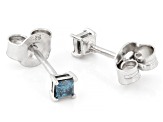 Blue Diamond Rhodium Over Sterling Silver Stud Earrings 0.25ctw