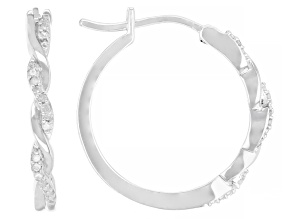 White Diamond Rhodium Over Sterling Silver Hoop Earrings 0.10ctw