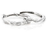 White Diamond Rhodium Over Sterling Silver Hoop Earrings 0.10ctw