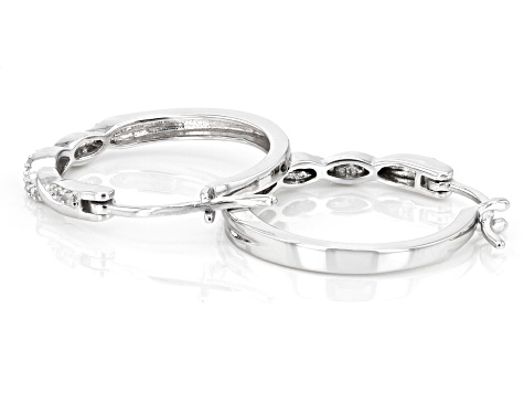 White Diamond Rhodium Over Sterling Silver Hoop Earrings 0.10ctw