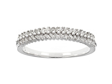 White Diamond Rhodium Over Sterling Silver Band Ring 0.30ctw