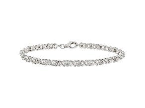 White Diamond Rhodium Over Sterling Silver Tennis Bracelet 0.10ctw