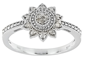 Picture of White Diamond Accent Rhodium Over Sterling Silver Cluster Ring