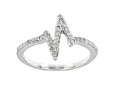 White Diamond Rhodium Over Sterling Silver Heartbeat Ring 0.20ctw