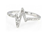 White Diamond Rhodium Over Sterling Silver Heartbeat Ring 0.20ctw