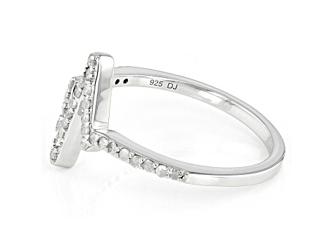 White Diamond Rhodium Over Sterling Silver Heartbeat Ring 0.20ctw