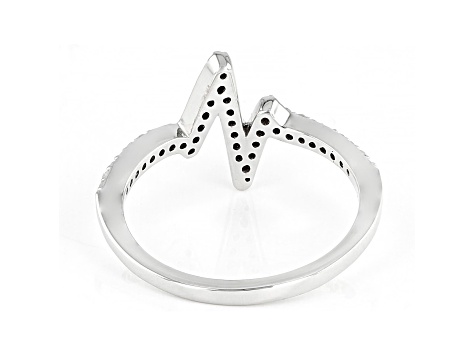 White Diamond Rhodium Over Sterling Silver Heartbeat Ring 0.20ctw