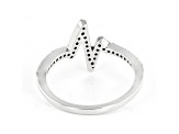 White Diamond Rhodium Over Sterling Silver Heartbeat Ring 0.20ctw