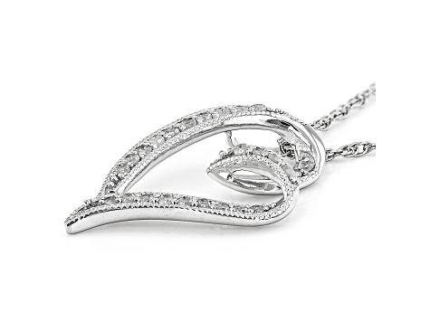White Diamond Rhodium Over Sterling Silver Heart Pendant with Chain 0.15ctw
