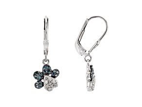 Blue And White Diamond Rhodium Over Sterling Silver Paw Print Dangle Earrings 0.30ctw