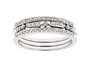 White Diamond Rhodium Over Sterling Silver Set Of 3 Rings 0.33ctw