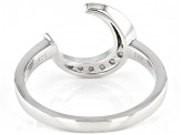 White Diamond Rhodium Over Sterling Silver Moon Ring 0.10ctw