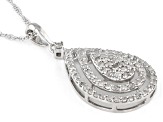 White Diamond Rhodium Over Sterling Silver Cluster Pendant With 18" Cable Chain 0.60ctw