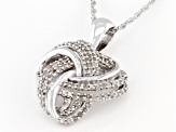 White Diamond Rhodium Over Sterling Silver Cluster Pendant With 18" Rope Chain 0.45ctw