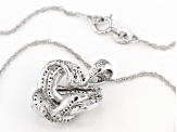 White Diamond Rhodium Over Sterling Silver Cluster Pendant With 18" Rope Chain 0.45ctw