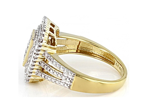 White Diamond 14k Yellow Gold Over Sterling Silver Cluster Ring 0.60ctw