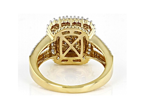 White Diamond 14k Yellow Gold Over Sterling Silver Cluster Ring 0.60ctw
