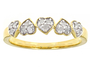 White Diamond 14k Yellow Gold Over Sterling Silver Heart Band Ring 0.15ctw