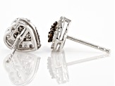 White And Champagne Diamond Rhodium Over Sterling Silver Heart Shaped Cluster Earrings 0.50ctw