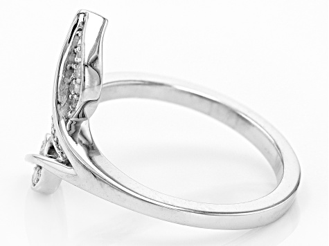 White Diamond Rhodium Over Sterling Silver Leaf Cluster Ring 0.15ctw