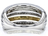 White Diamond Platinum & 14k Yellow Gold Over Sterling Silver Multi-Row Ring 0.25ctw
