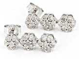 White Diamond Rhodium Over Sterling Silver Dangle Earrings 0.45ctw