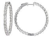 White Diamond Rhodium Over Sterling Silver Inside-Out Hoop Earrings 1.00ctw