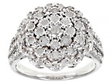 White Diamond Rhodium Over Sterling Silver Cluster Ring 0.50ctw