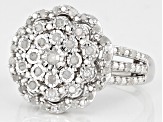 White Diamond Rhodium Over Sterling Silver Cluster Ring 0.50ctw