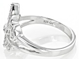 White Diamond Rhodium Over Sterling Silver Fleur-de-Lis Ring 0.15ctw