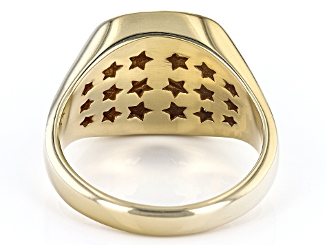 Champagne Diamond 18k Yellow Gold Over Sterling Silver Mens Compass Ring 0.45ctw